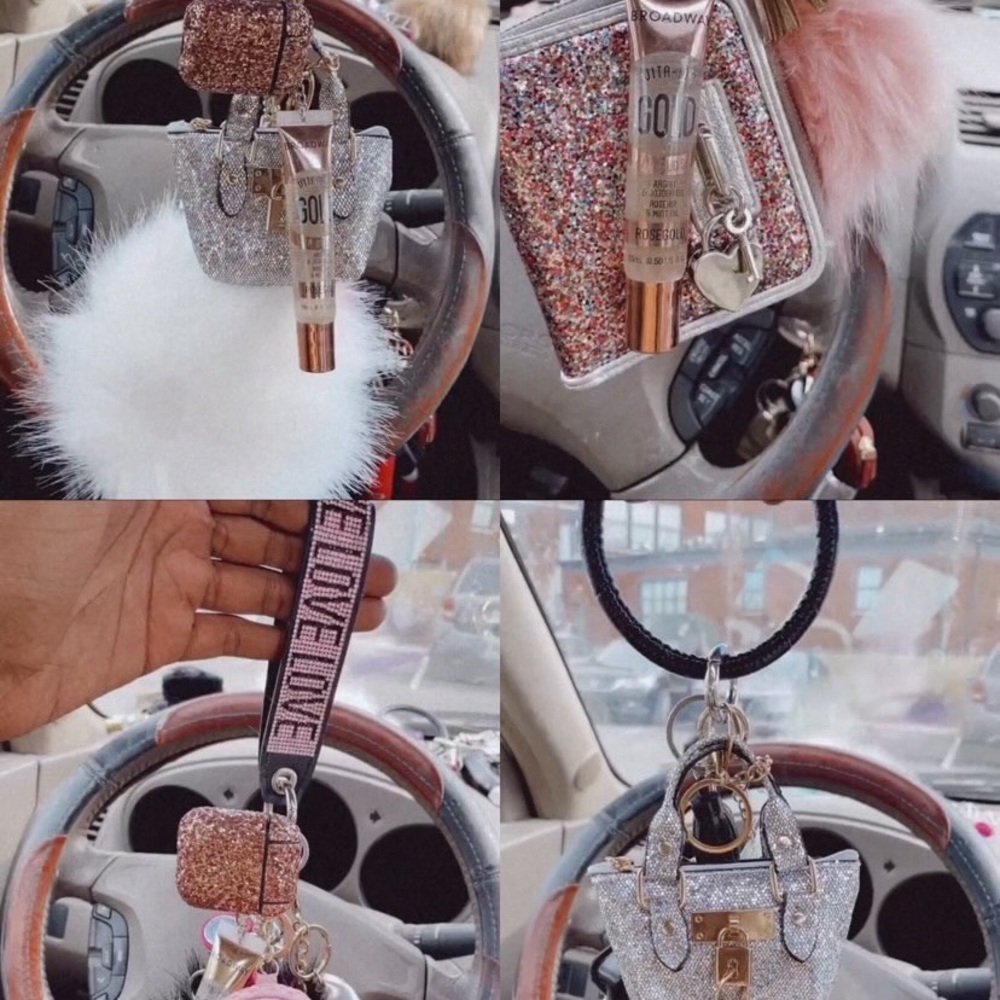 PINK Victoria's Secret Silver and Pink Key & Card Holder